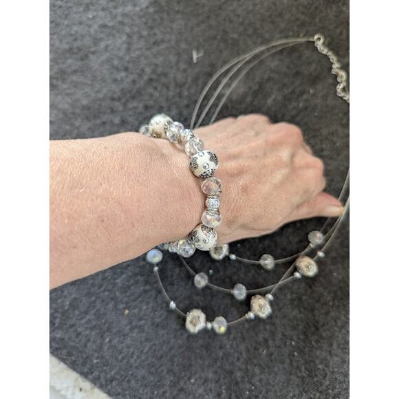 Vintage Crystal Necklace With Bracelet See Photos No Markings . - Picture 2 of 7